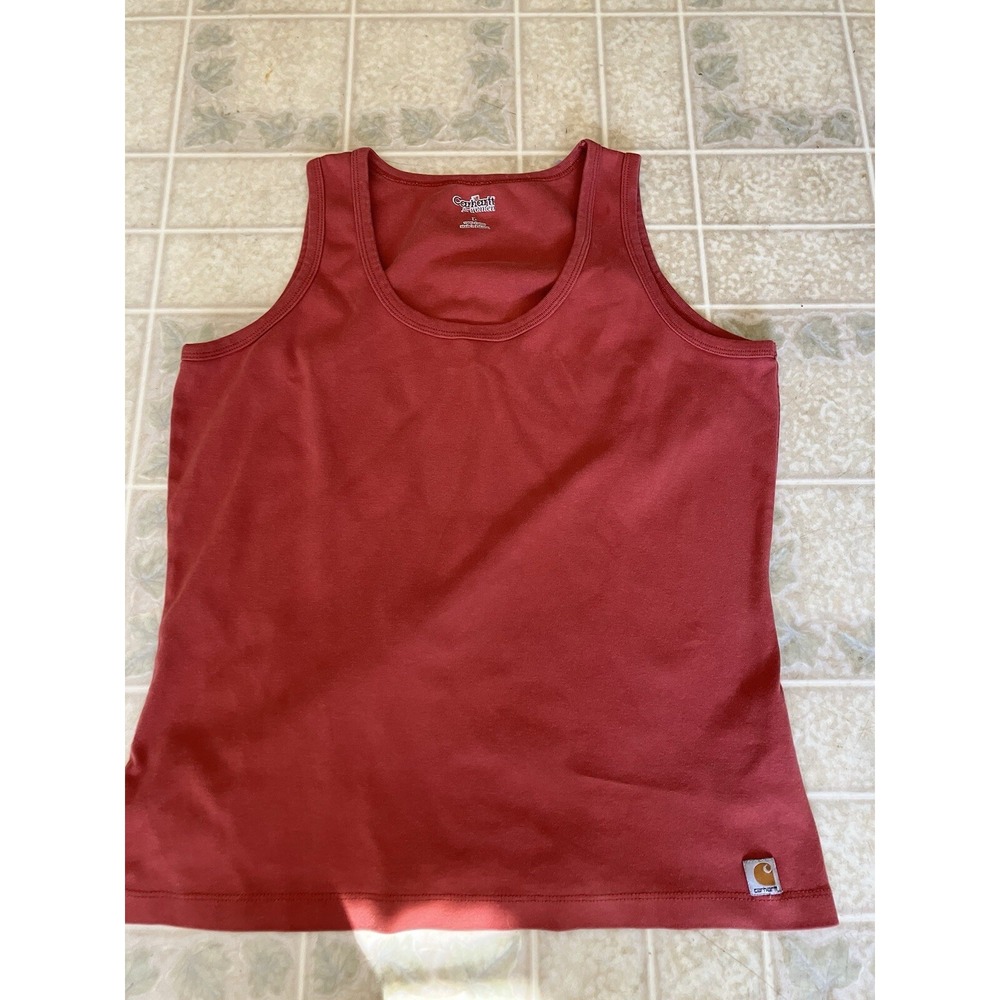 Carhartt Shirt Womens Salmon large Relaxed Fit Heavyweight Tank Top Sleeveless